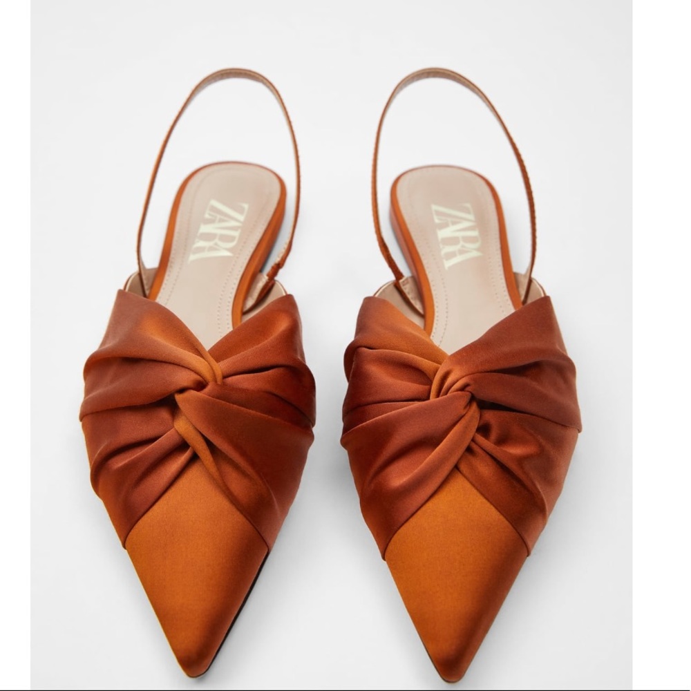 NWT Zara satin knotted  Flats 7.5